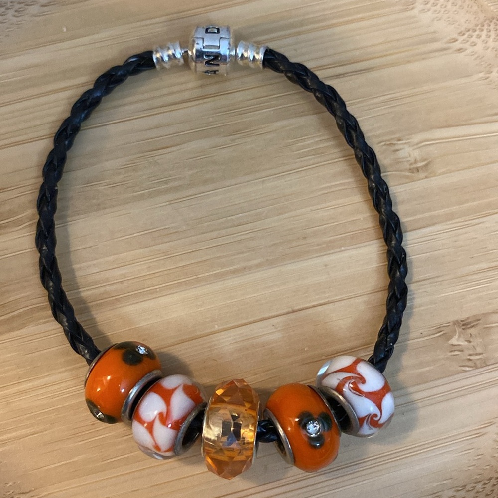 NEW European charms on a faux leather bracelet